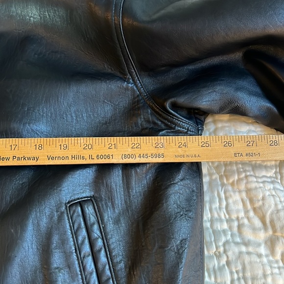 Pierre Cardin Black Leather Bomber Jacket XL - Picture 7 of 11